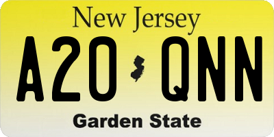 NJ license plate A20QNN
