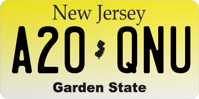 NJ license plate A20QNU