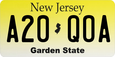 NJ license plate A20QOA