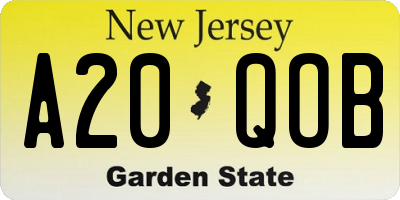 NJ license plate A20QOB