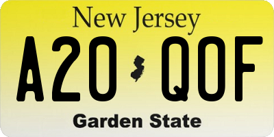 NJ license plate A20QOF