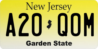 NJ license plate A20QOM