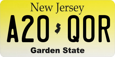 NJ license plate A20QOR