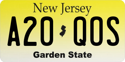NJ license plate A20QOS