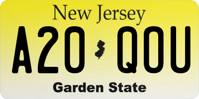 NJ license plate A20QOU