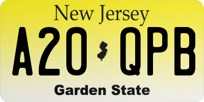 NJ license plate A20QPB