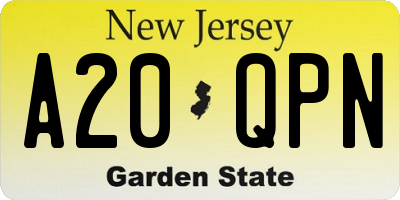 NJ license plate A20QPN