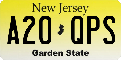 NJ license plate A20QPS