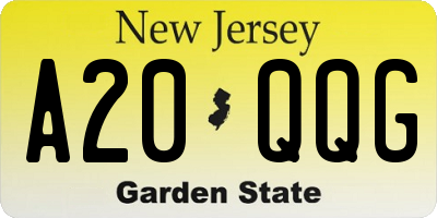 NJ license plate A20QQG