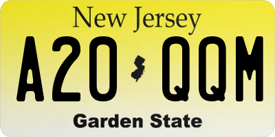 NJ license plate A20QQM