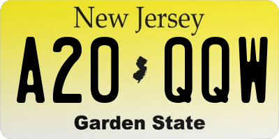 NJ license plate A20QQW