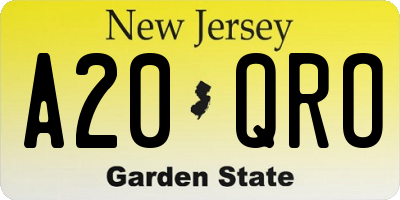 NJ license plate A20QRO