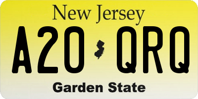 NJ license plate A20QRQ