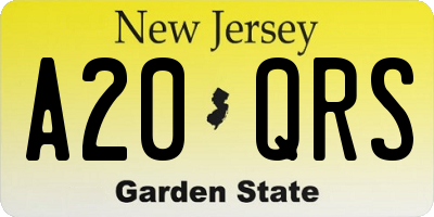 NJ license plate A20QRS