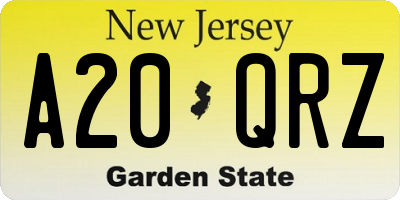 NJ license plate A20QRZ