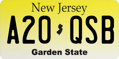 NJ license plate A20QSB