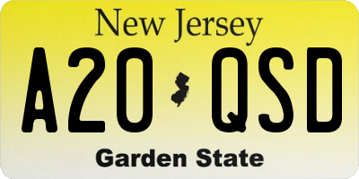 NJ license plate A20QSD