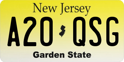 NJ license plate A20QSG