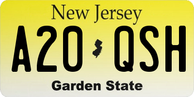 NJ license plate A20QSH