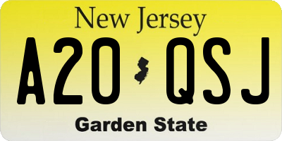 NJ license plate A20QSJ