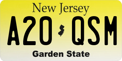 NJ license plate A20QSM