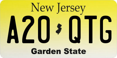 NJ license plate A20QTG