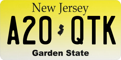 NJ license plate A20QTK