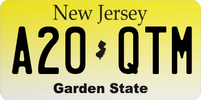 NJ license plate A20QTM