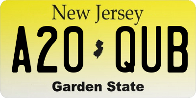 NJ license plate A20QUB