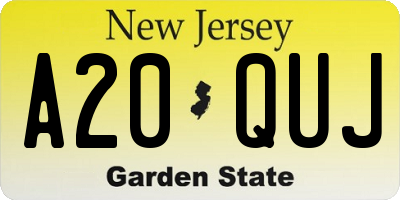 NJ license plate A20QUJ