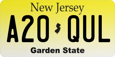 NJ license plate A20QUL