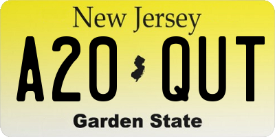 NJ license plate A20QUT