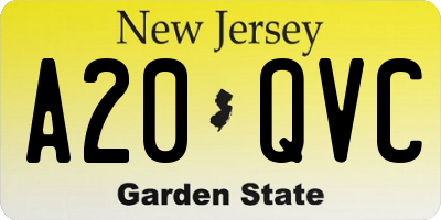 NJ license plate A20QVC