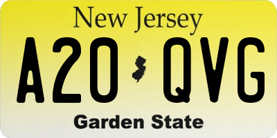 NJ license plate A20QVG