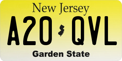 NJ license plate A20QVL