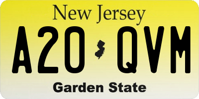 NJ license plate A20QVM