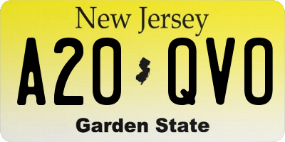 NJ license plate A20QVO