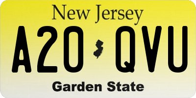 NJ license plate A20QVU