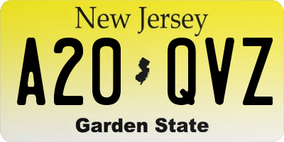 NJ license plate A20QVZ