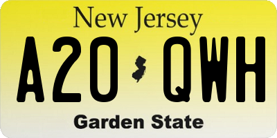 NJ license plate A20QWH