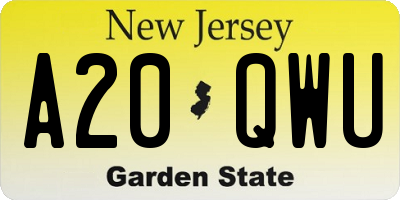 NJ license plate A20QWU