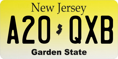 NJ license plate A20QXB