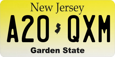 NJ license plate A20QXM