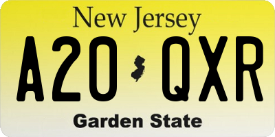 NJ license plate A20QXR