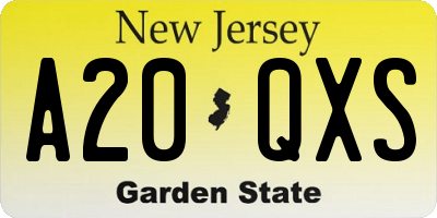NJ license plate A20QXS