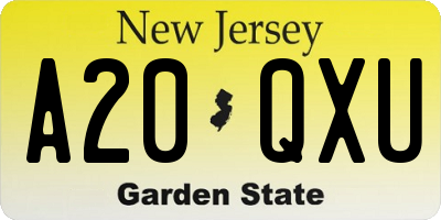 NJ license plate A20QXU