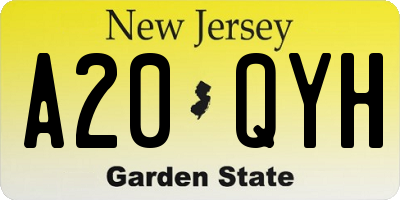 NJ license plate A20QYH