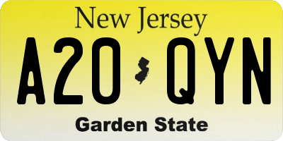 NJ license plate A20QYN