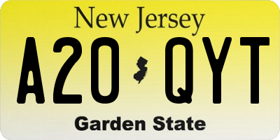 NJ license plate A20QYT