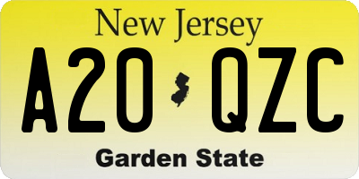 NJ license plate A20QZC